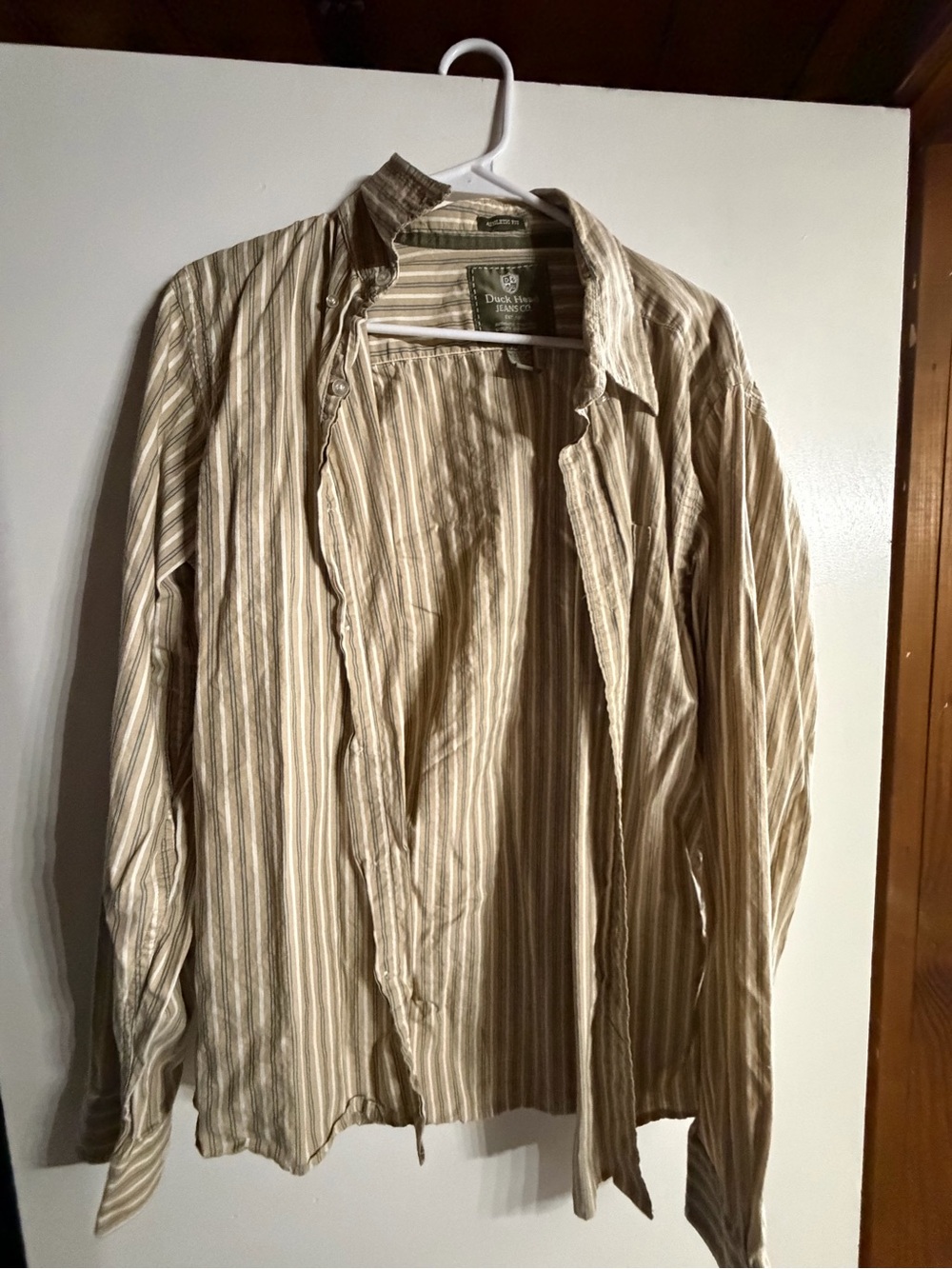 Duck head Striped Button-Up Shirt in Beige and Cream